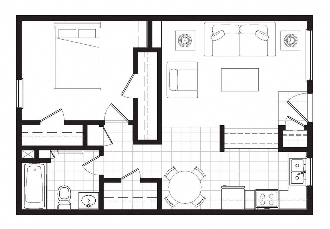 Hacienda Sur One Bed One Bath 625 square feet